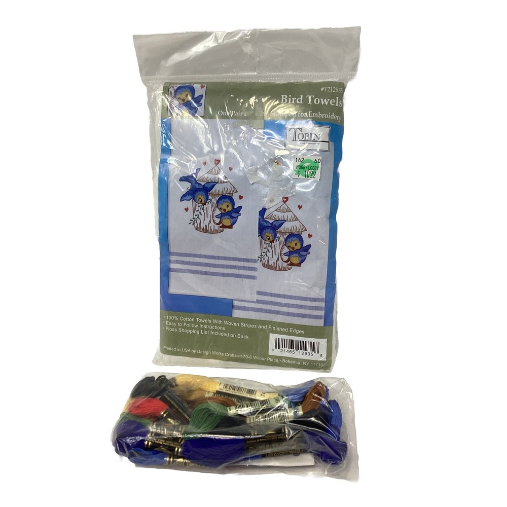 Tobin Stamped For Embroidery Kitchen Towels 20"X28" 2/Pkg-Bird, T212935